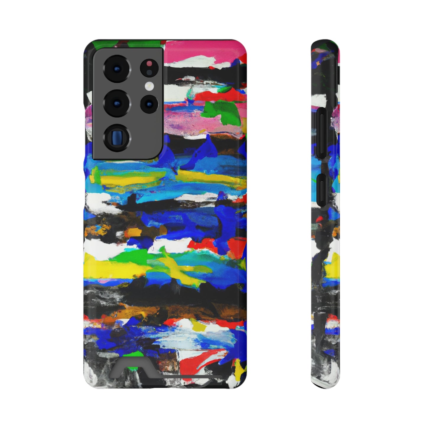 iPhone 13 and Samsung S21, S22 Cases with Card Holder Ft. Abstract Stripes
