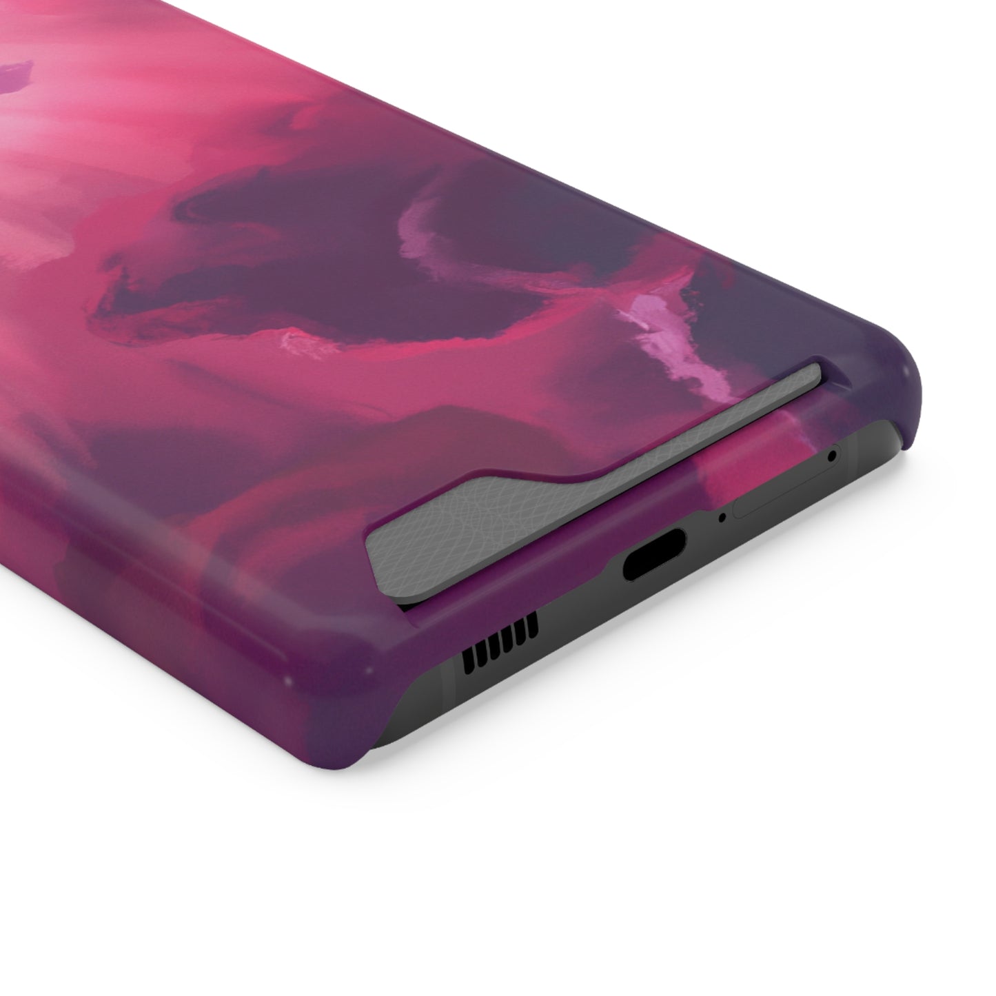 iPhone 13 and Samsung S21, S22 Cases with Card Holder Ft. Abstract Pink Sky
