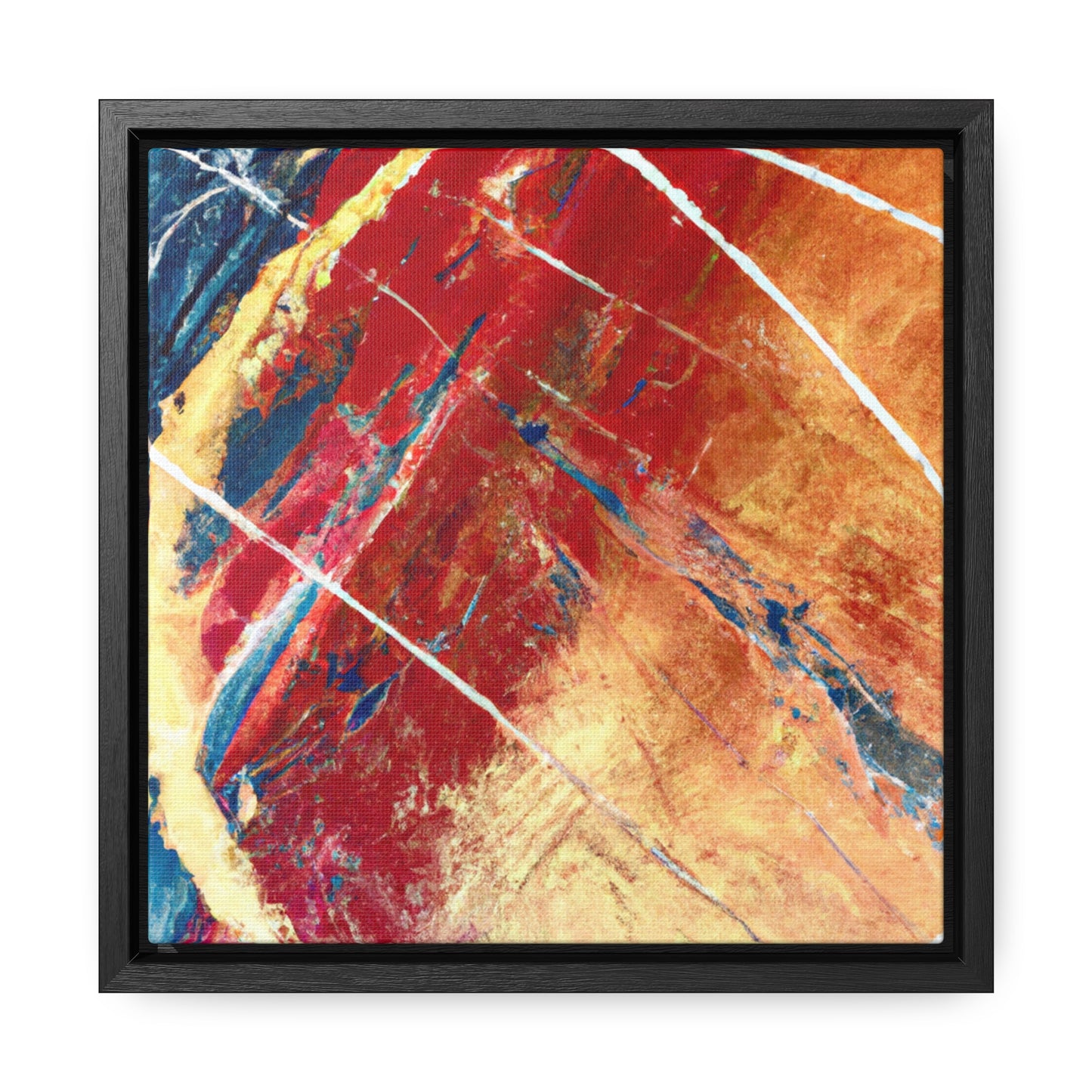 10x10 Abstract Framed Canvas, Fire and Ice