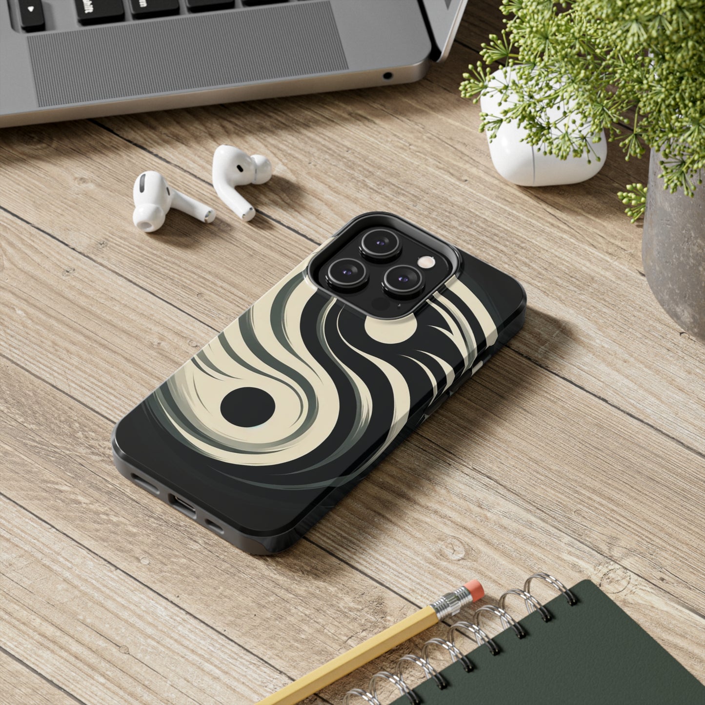 ToughDrop Apple iPhone Case Ft. Monotone Yin Yang