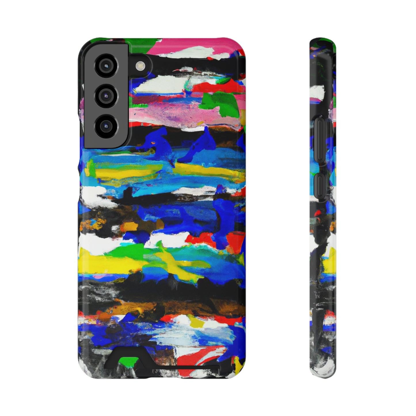 iPhone 13 and Samsung S21, S22 Cases with Card Holder Ft. Abstract Stripes