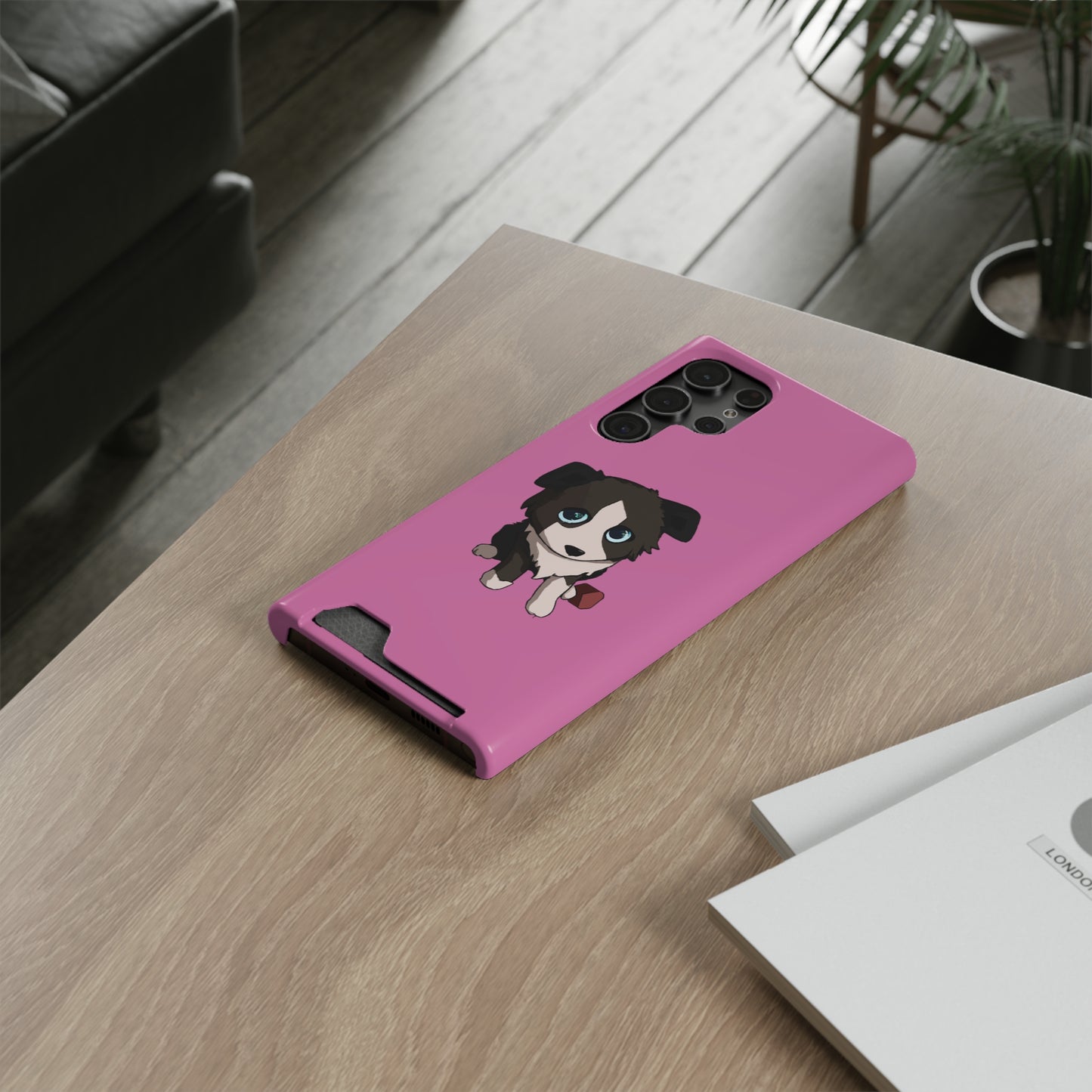 iPhone 13 and Samsung S21, S22 Cases with Card Holder Ft. Cute Pup