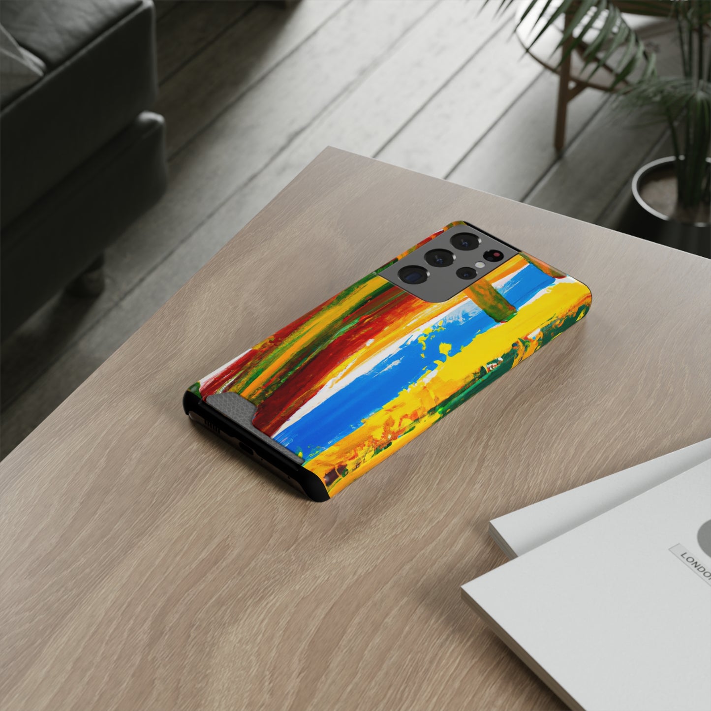 iPhone and Samsung Cases with Card Holder Ft. Abstract Boat