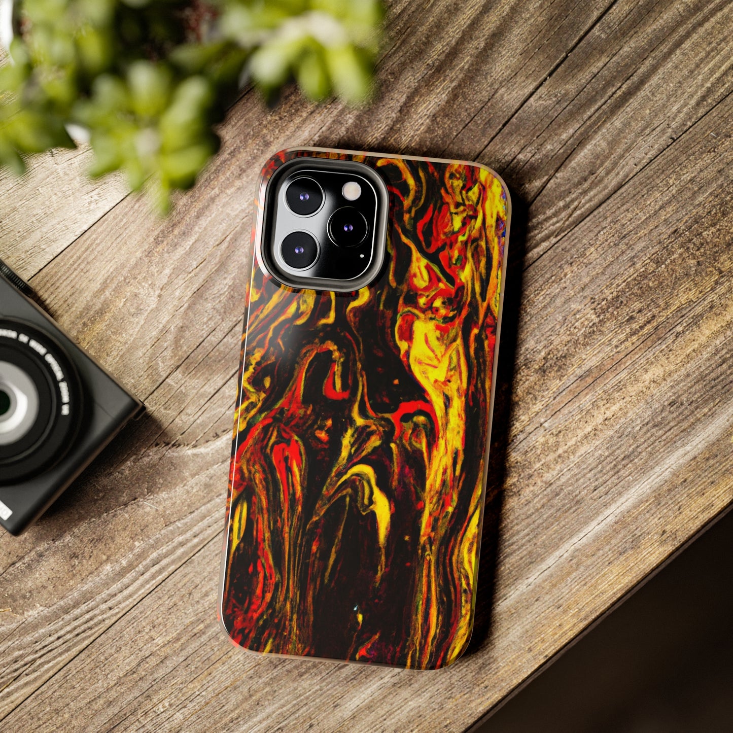 Tough Apple iPhone Case Ft. Abstract Black and Yellow