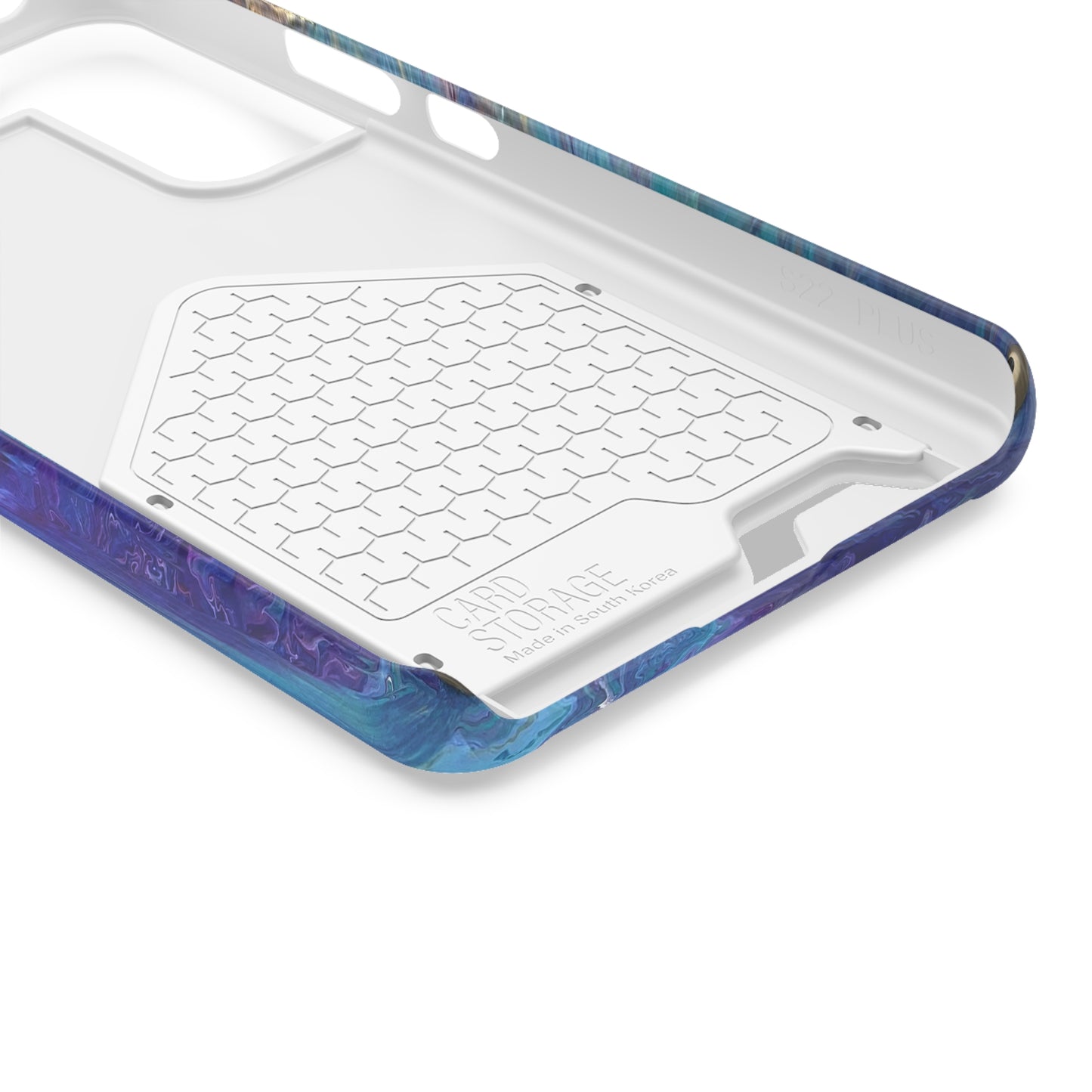 iPhone 13 and Samsung S21, S22 Cases with Card Holder Ft. Abstract Blue Waterfall