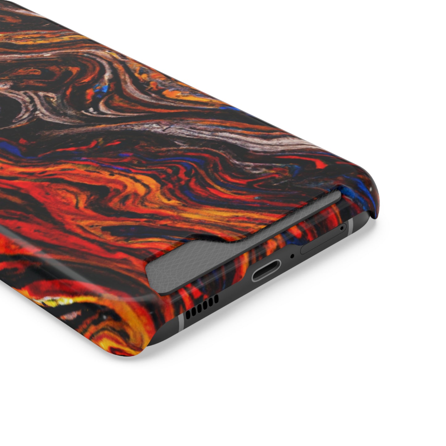 iPhone 13 and Samsung S21, S22 Cases with Card Holder Ft. Abstract Petrified Wood