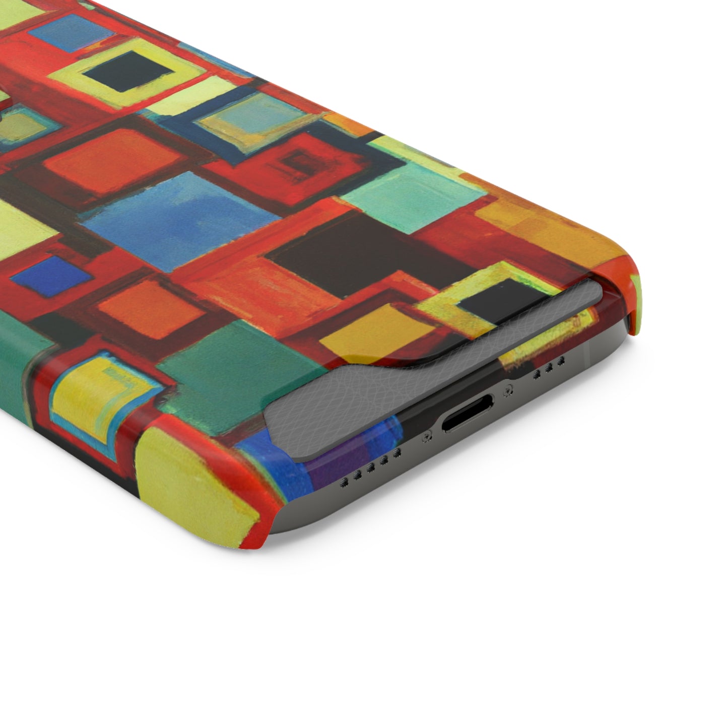 iPhone 13 and Samsung S21, S22 Cases with Card Holder Ft. Abstract Squares