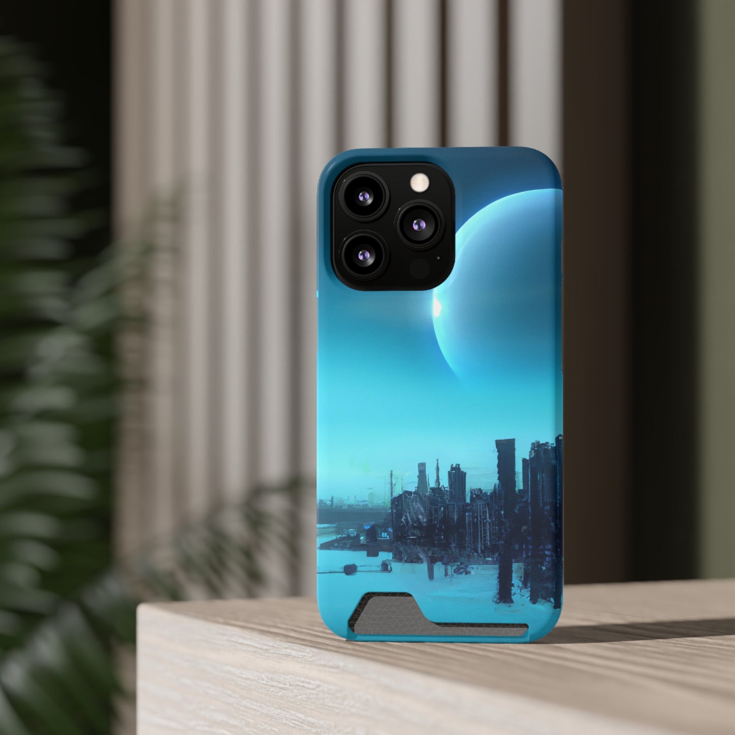 iPhone 13 and Samsung S21, S22 Cases with Card Holder Ft. Alien City
