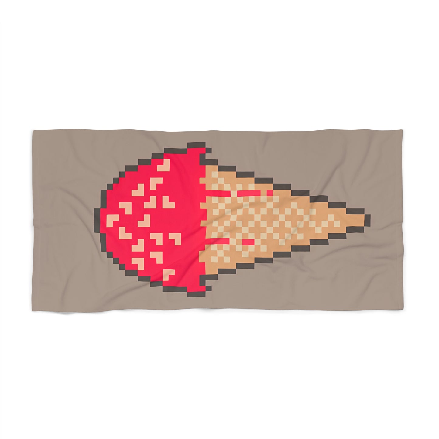 Oversized Beach Towel Ft. Pixel Cone (tan/beige front)