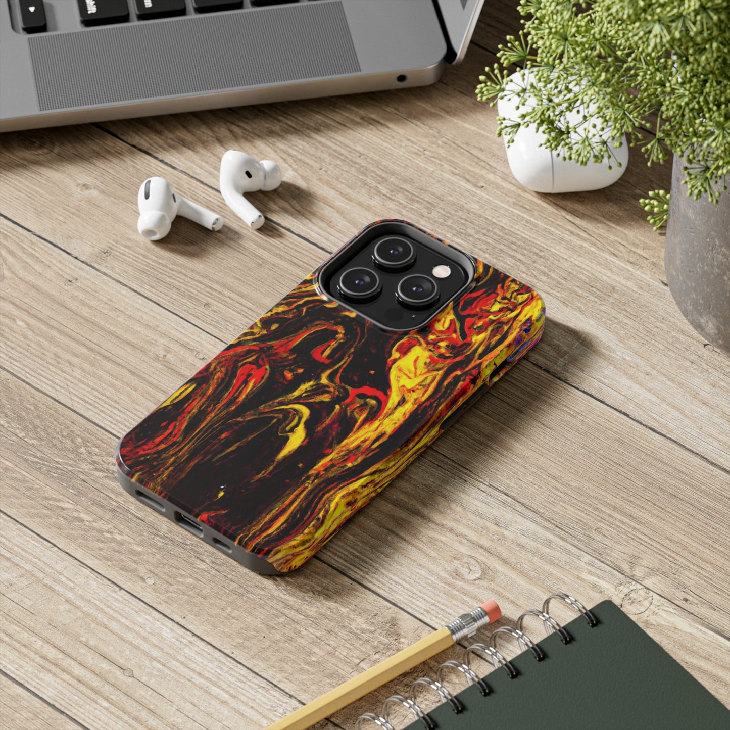 Tough Apple iPhone Case Ft. Abstract Black and Yellow