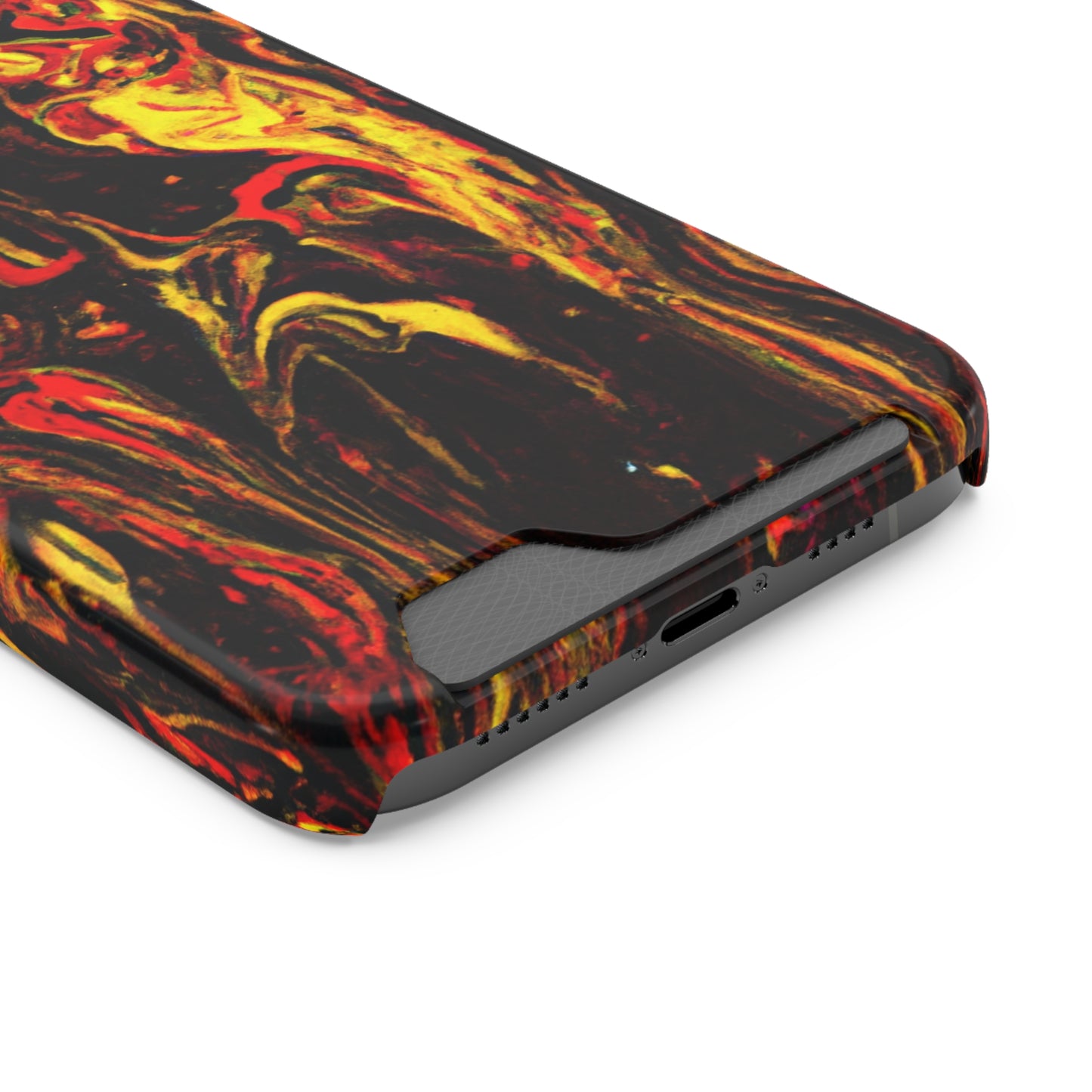 iPhone 13 and Samsung S21, S22 Cases with Card Holder Ft. Abstract Black and Yellow