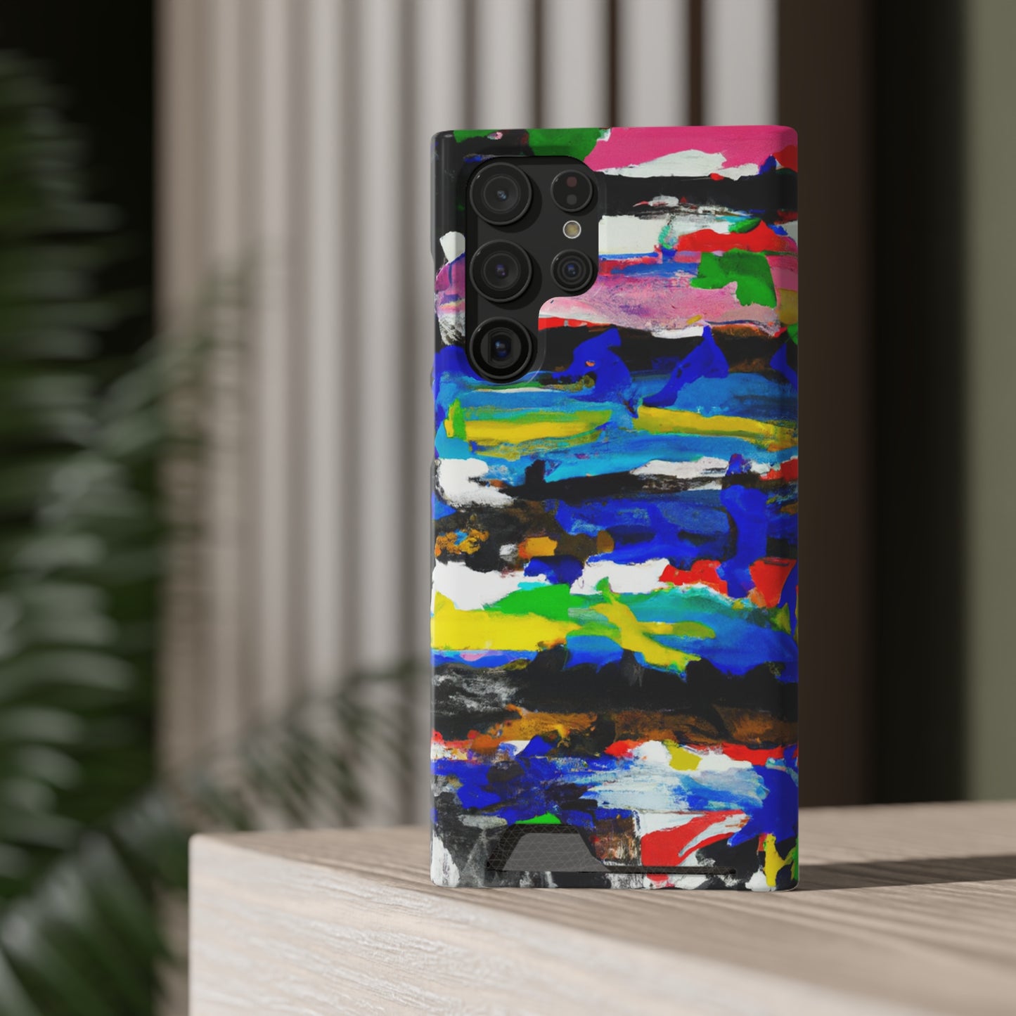 iPhone 13 and Samsung S21, S22 Cases with Card Holder Ft. Abstract Stripes
