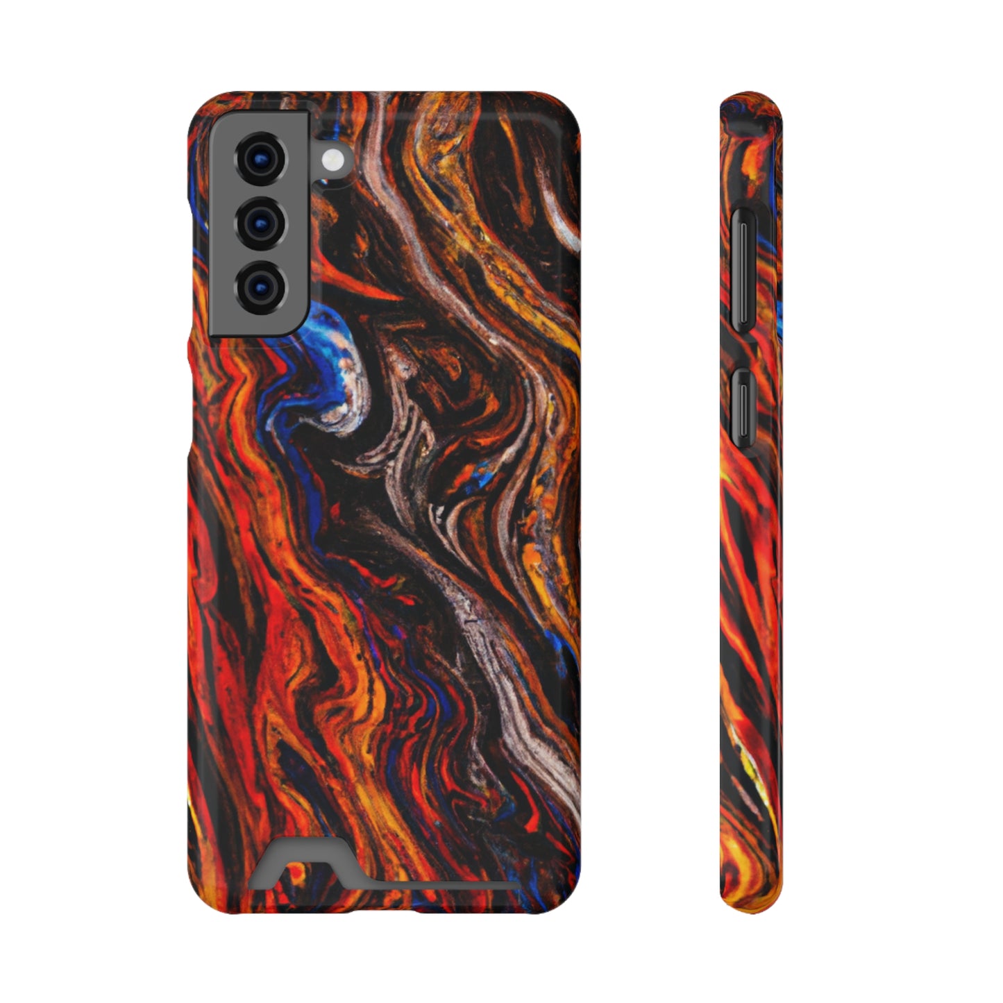 iPhone 13 and Samsung S21, S22 Cases with Card Holder Ft. Abstract Petrified Wood