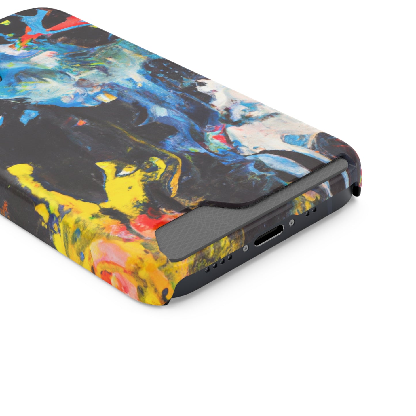iPhone 13 or Samsung S21, S22 Case with Card Holder Ft. Blue Splat
