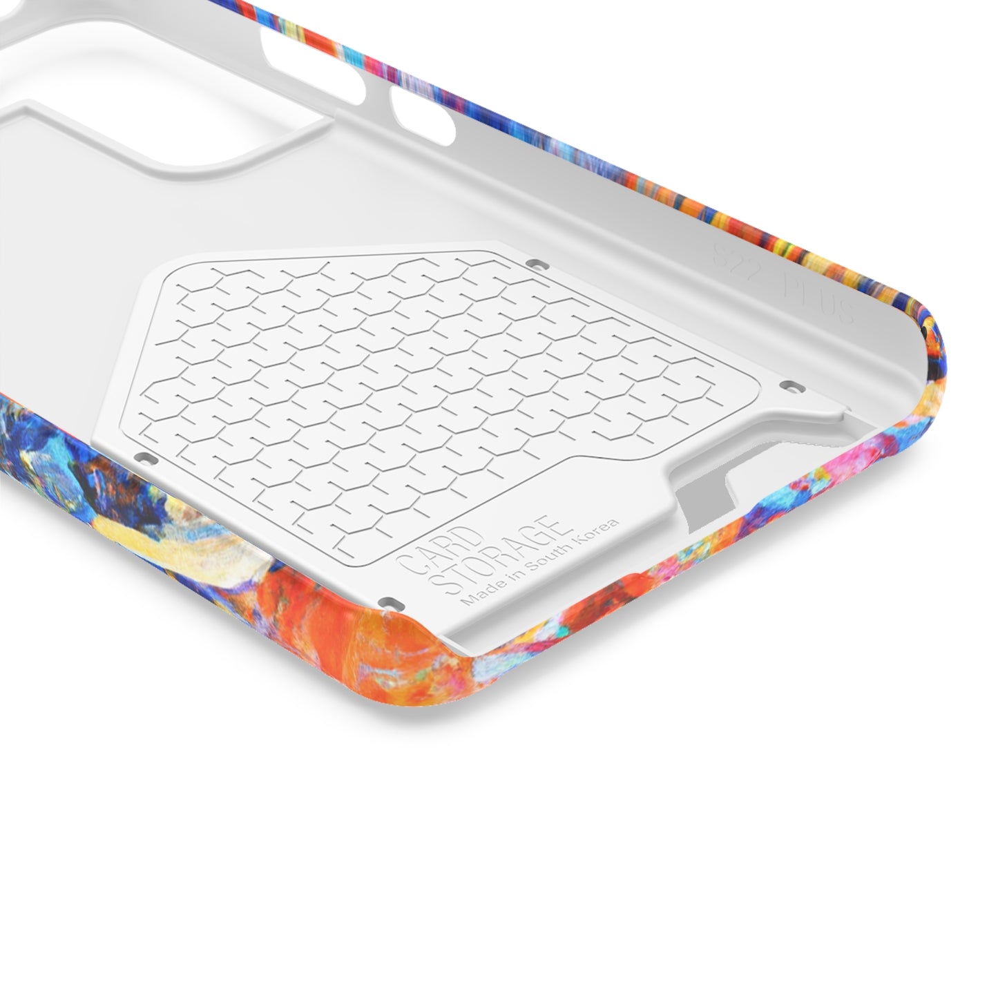 iPhone 13 and Samsung S21, S22 Cases with Card Holder Ft. Abstract Blue and Orange