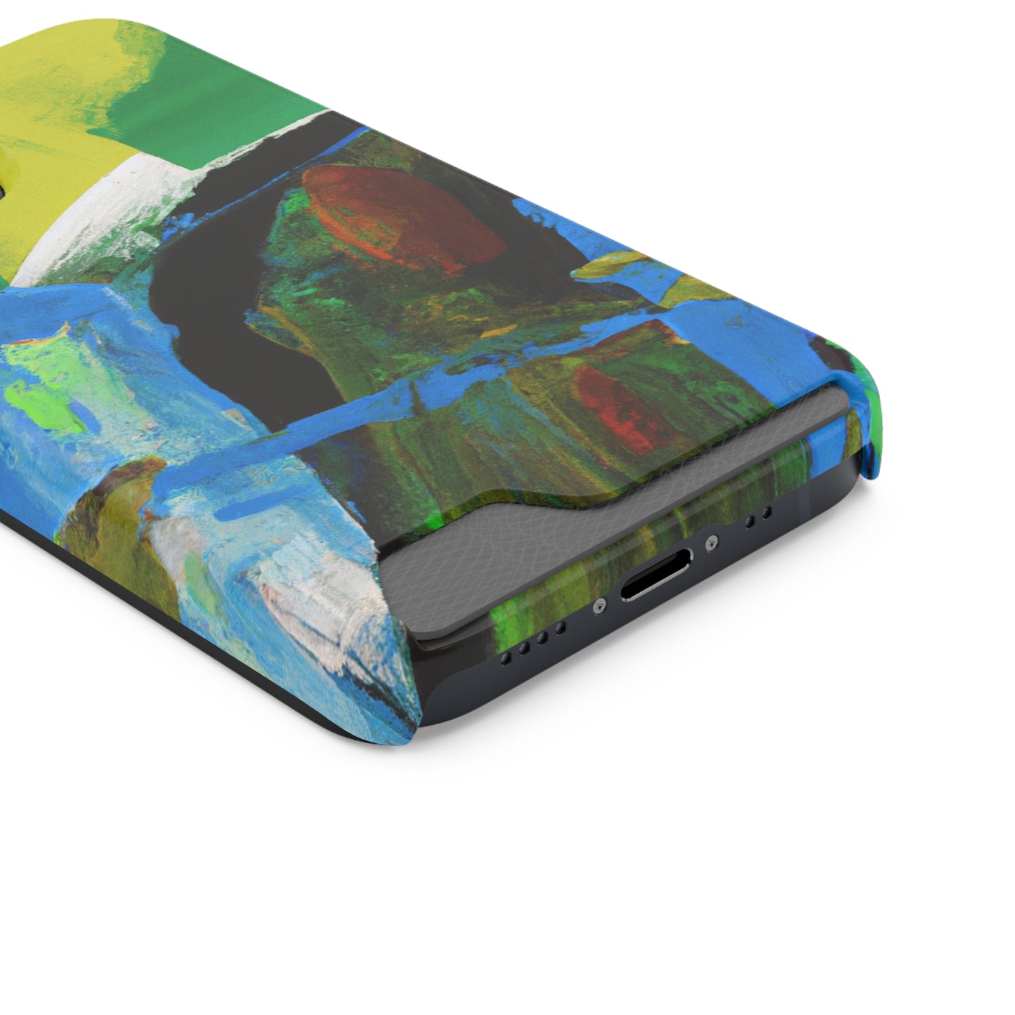 iPhone 13 and Samsung S21, S22 Cases with Card Holder Ft. Abstract River
