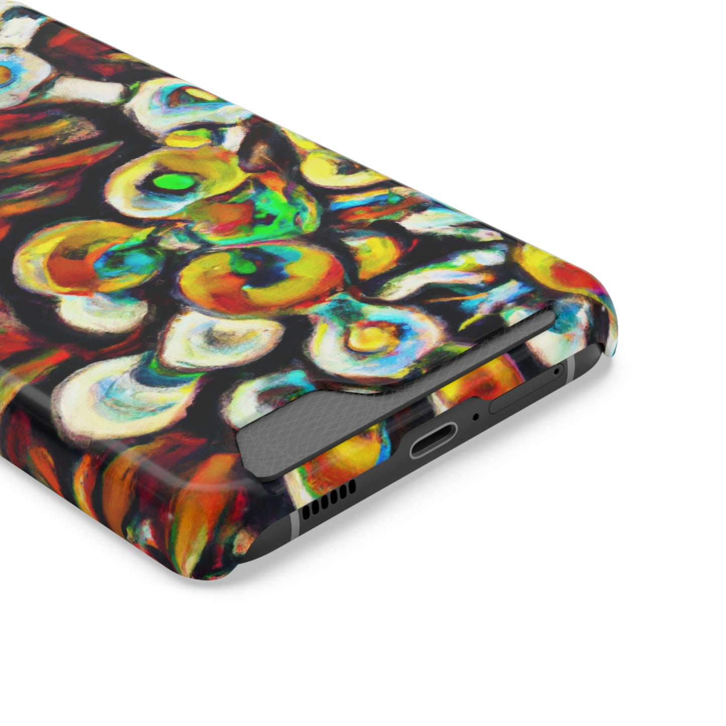 iPhone 13 and Samsung S21, S22 Cases with Card Holder Ft. Abstract Molecule