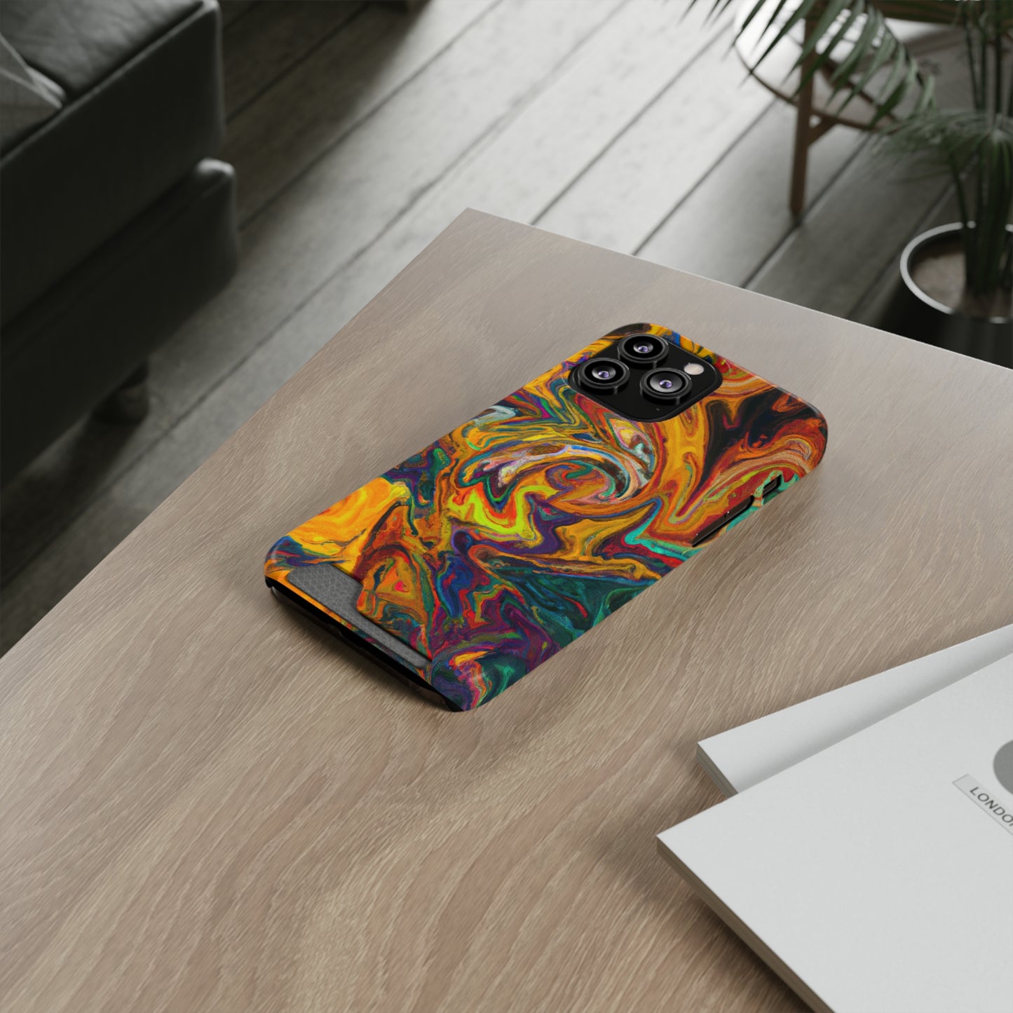 iPhone and Samsung Cases with Card Holder Ft. Abstract Spin