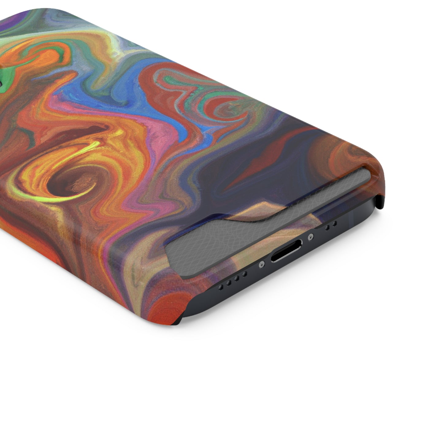 iPhone or Samsung Case with Card Holder Ft. Fractured Waves