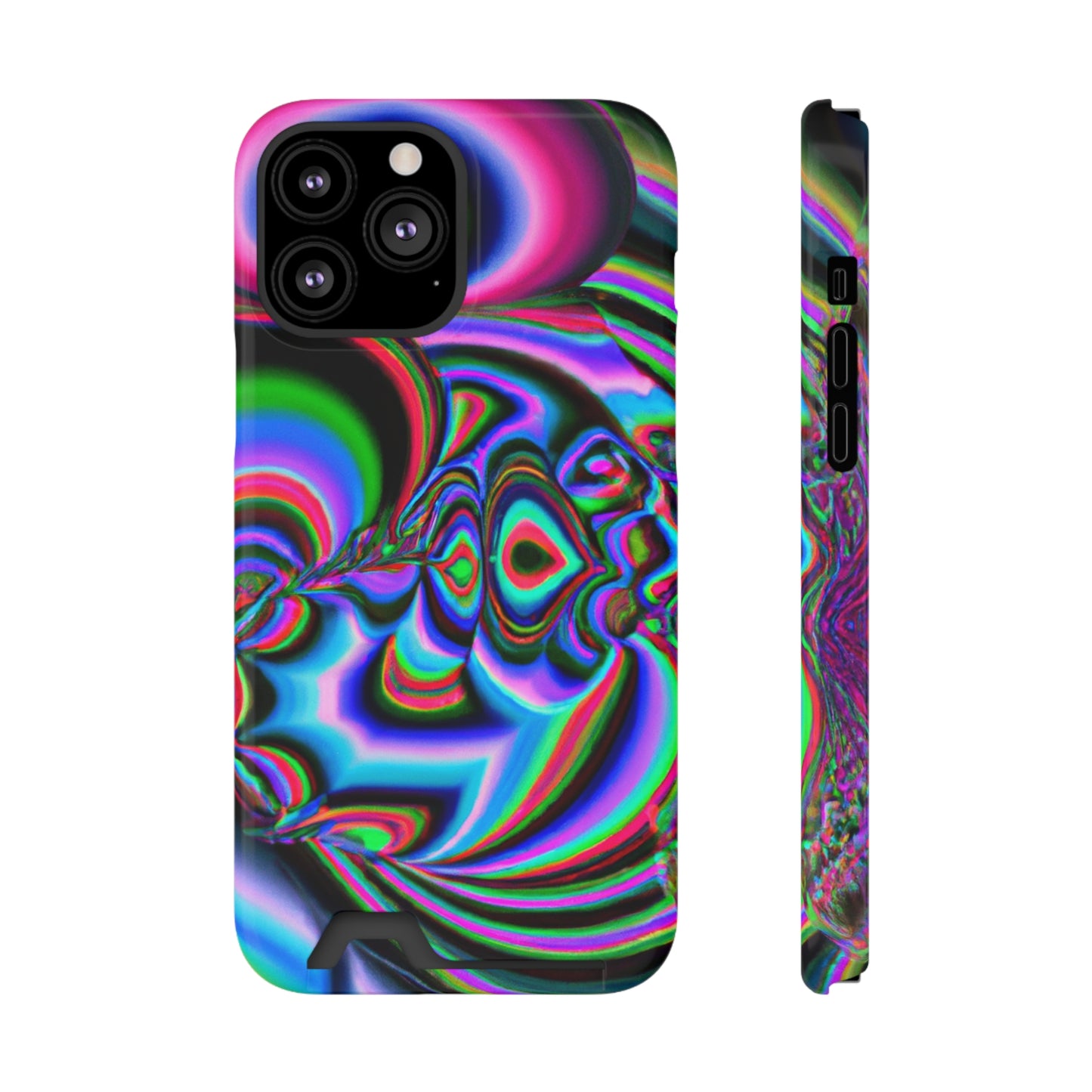 iPhone 13 and Samsung S21, S22 Cases with Card Holder Ft. Abstract Time