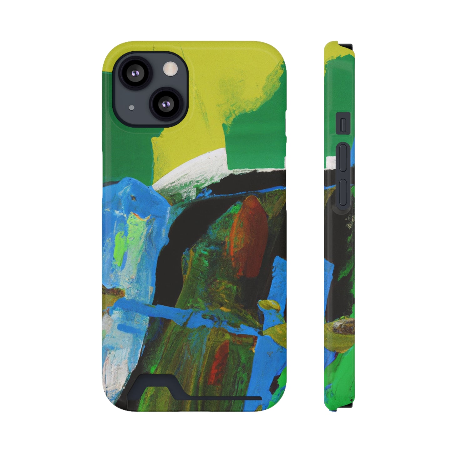 iPhone 13 and Samsung S21, S22 Cases with Card Holder Ft. Abstract River