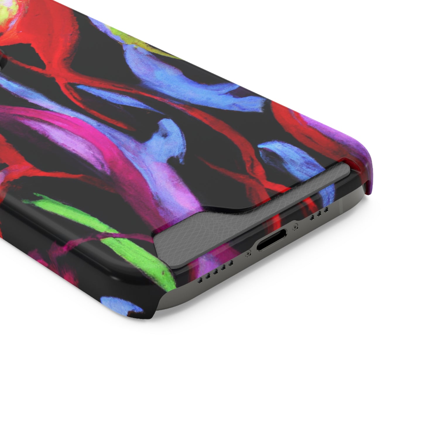 iPhone 13 and Samsung S21, S22 Cases with Card Holder Ft. Abstract Tulips