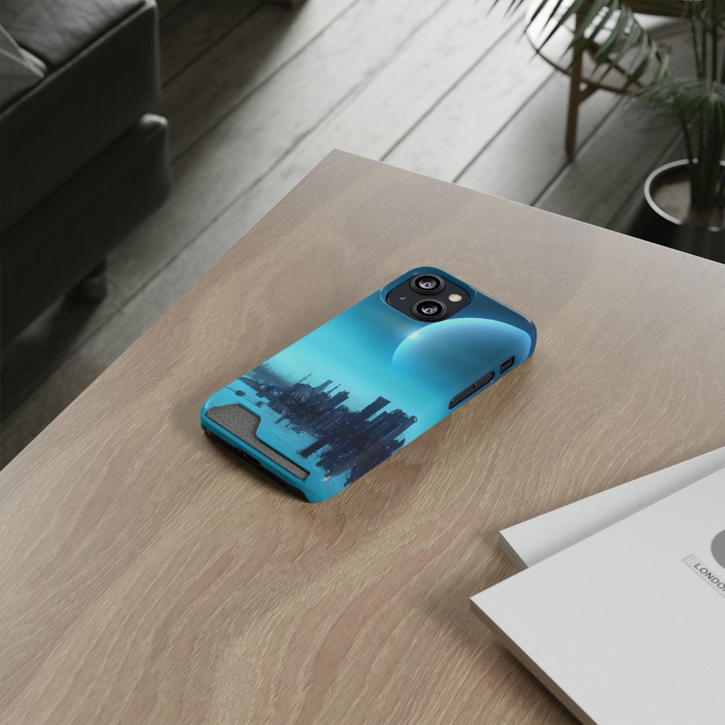 iPhone 13 and Samsung S21, S22 Cases with Card Holder Ft. Alien City