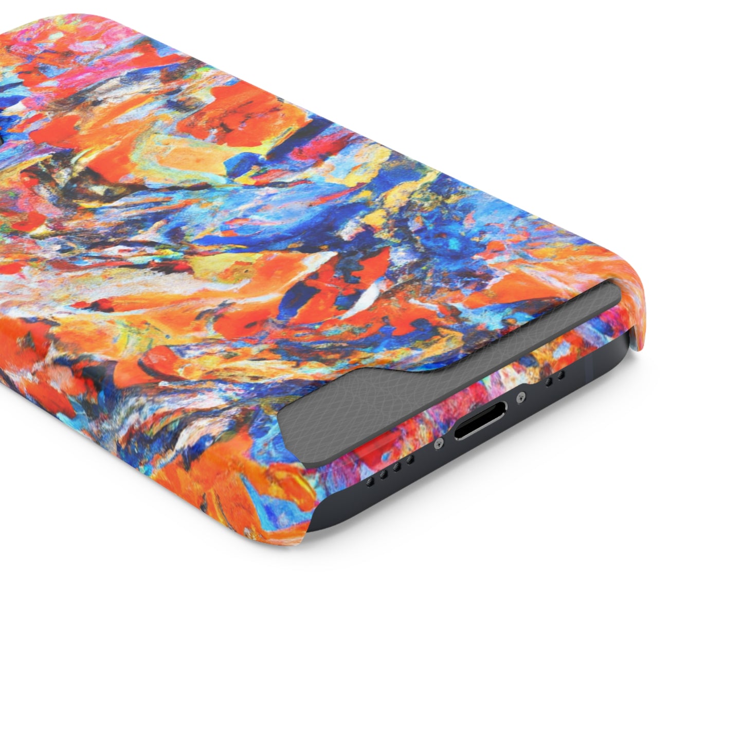 iPhone 13 and Samsung S21, S22 Cases with Card Holder Ft. Abstract Blue and Orange