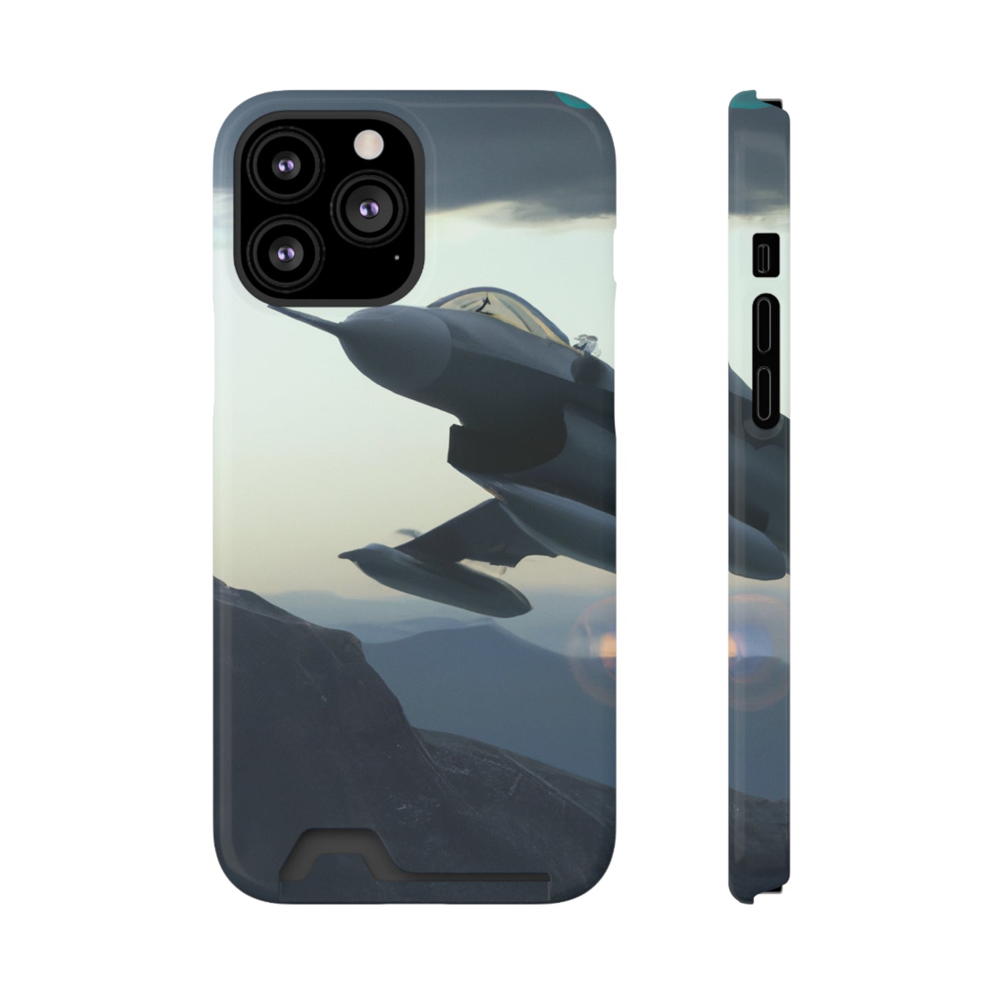 iPhone 13 and Samsung S21, S22 Cases with Card Holder Ft. Fighter Jet