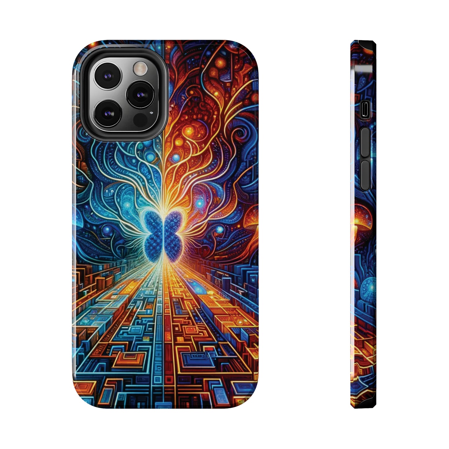 ToughDrop Apple iPhone Case Ft. Cyber Blue Butterfly