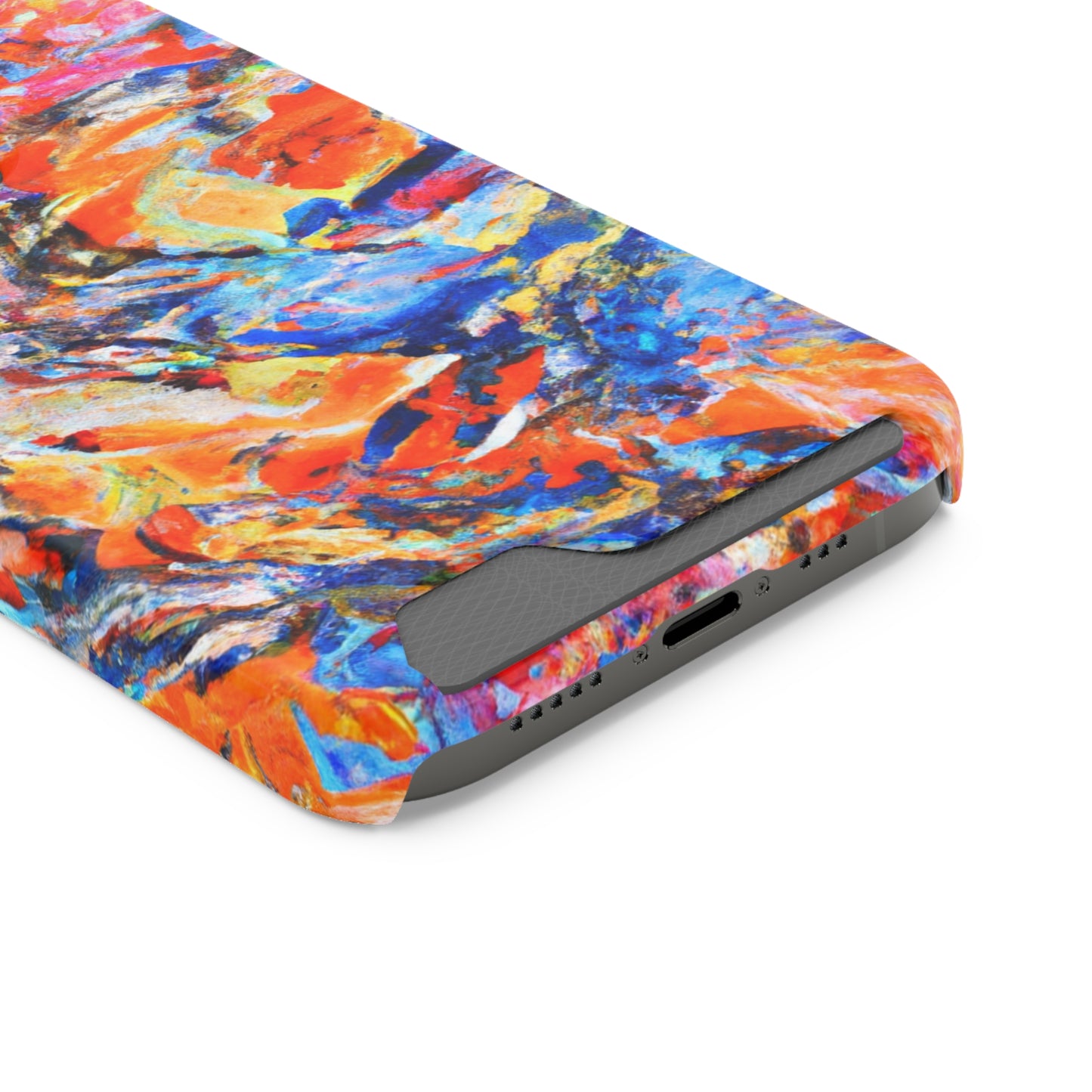 iPhone 13 and Samsung S21, S22 Cases with Card Holder Ft. Abstract Blue and Orange