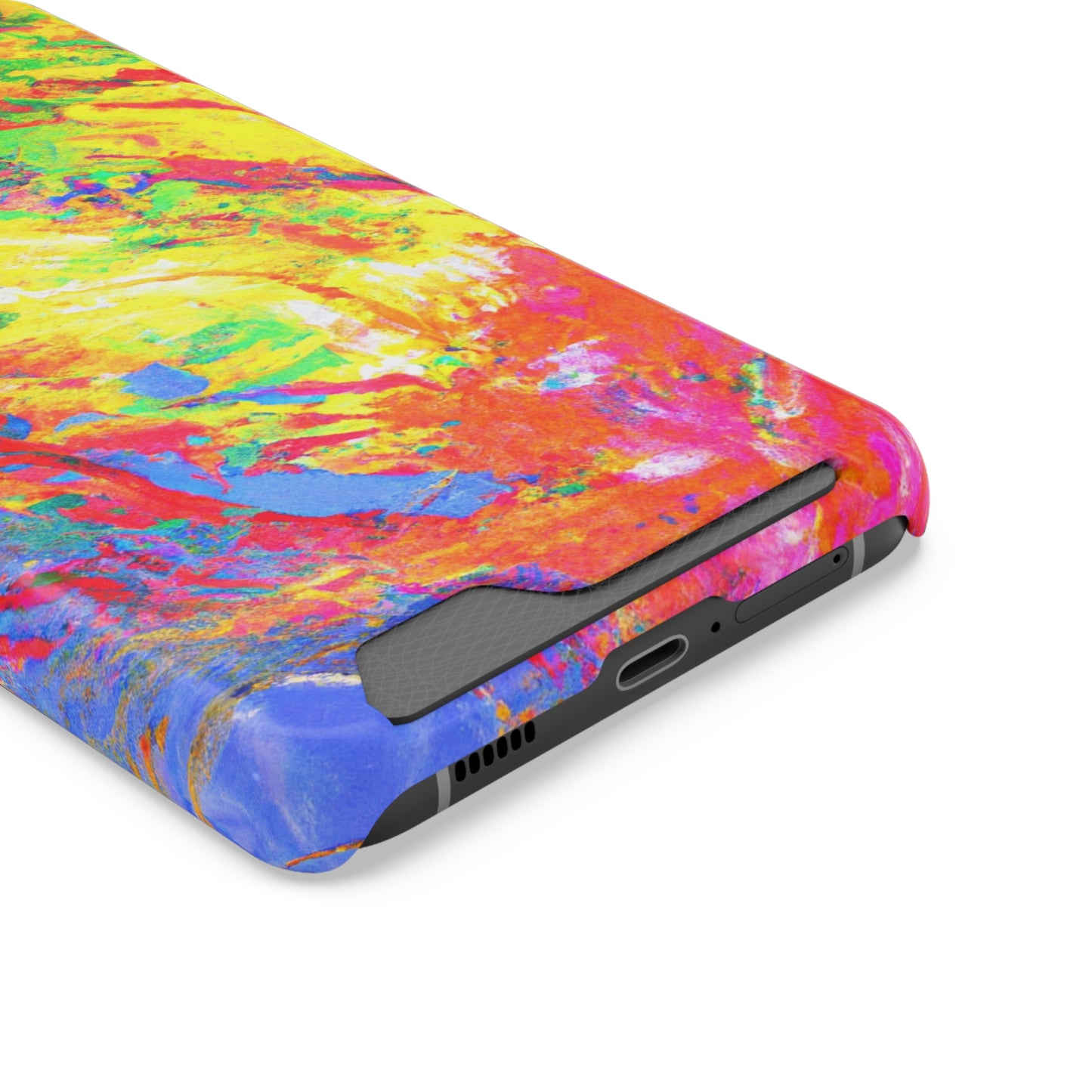 Abstract Sherbet: Phone case with card holder for iPhone 13 models and Samsung S21-S22 models