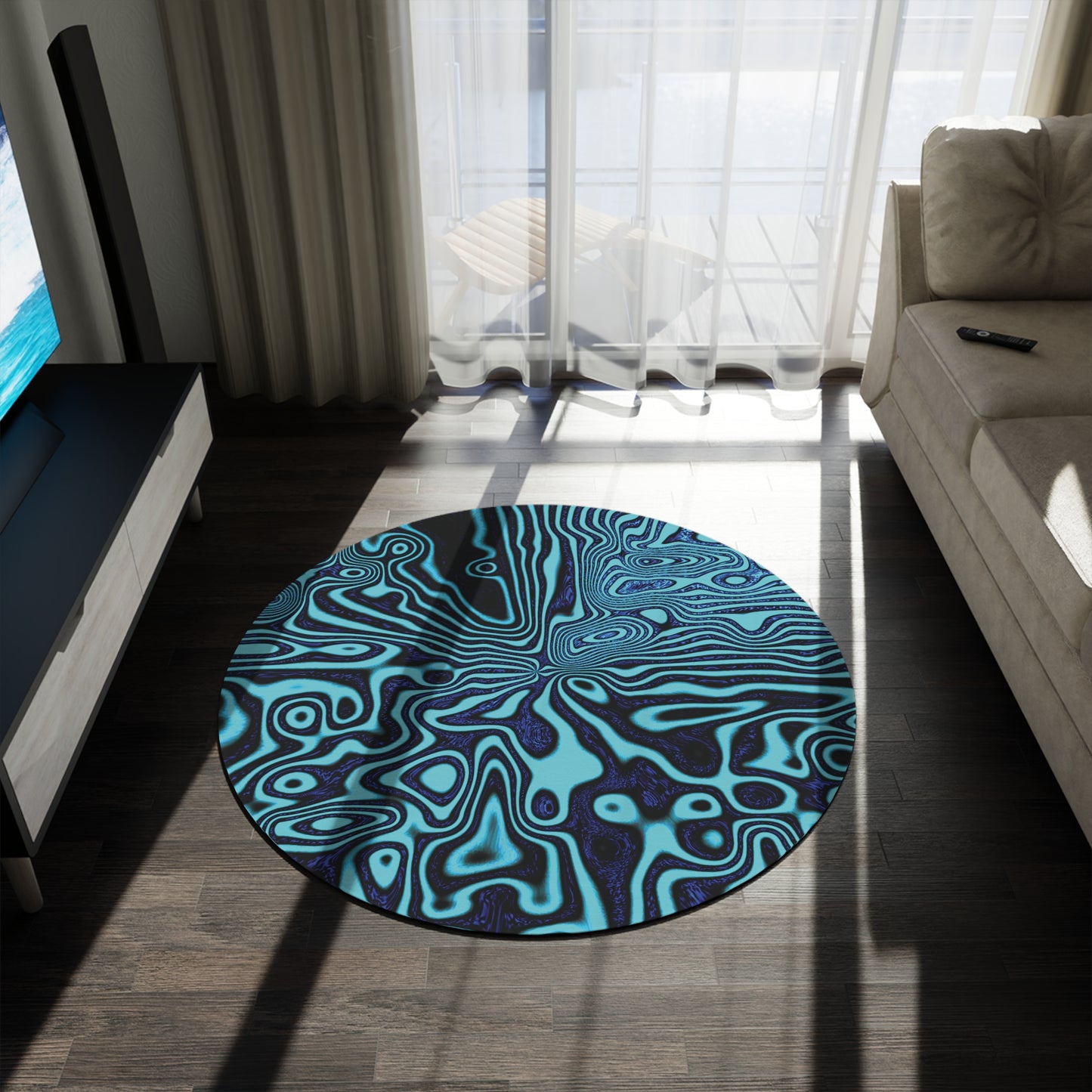 Malachite Opal Blue Round Rug