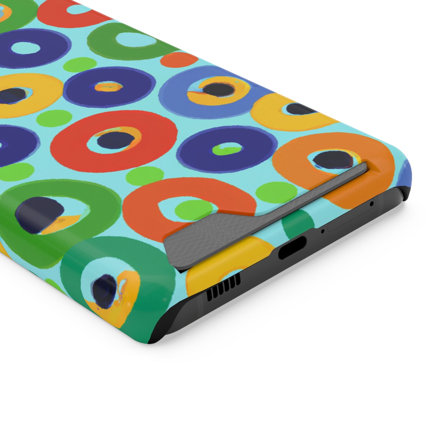 iPhone 13 and Samsung S21, S22 Cases with Card Holder Ft. Vivid Circles