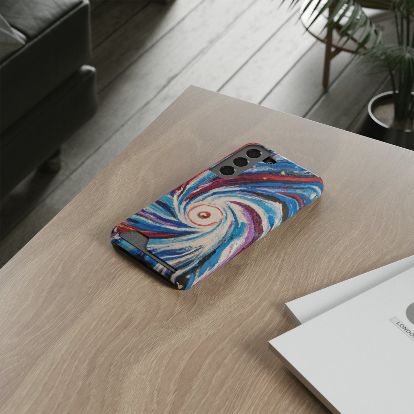 iPhone 13 and Samsung S21, S22 Cases with Card Holder Ft. Abstract Vortex