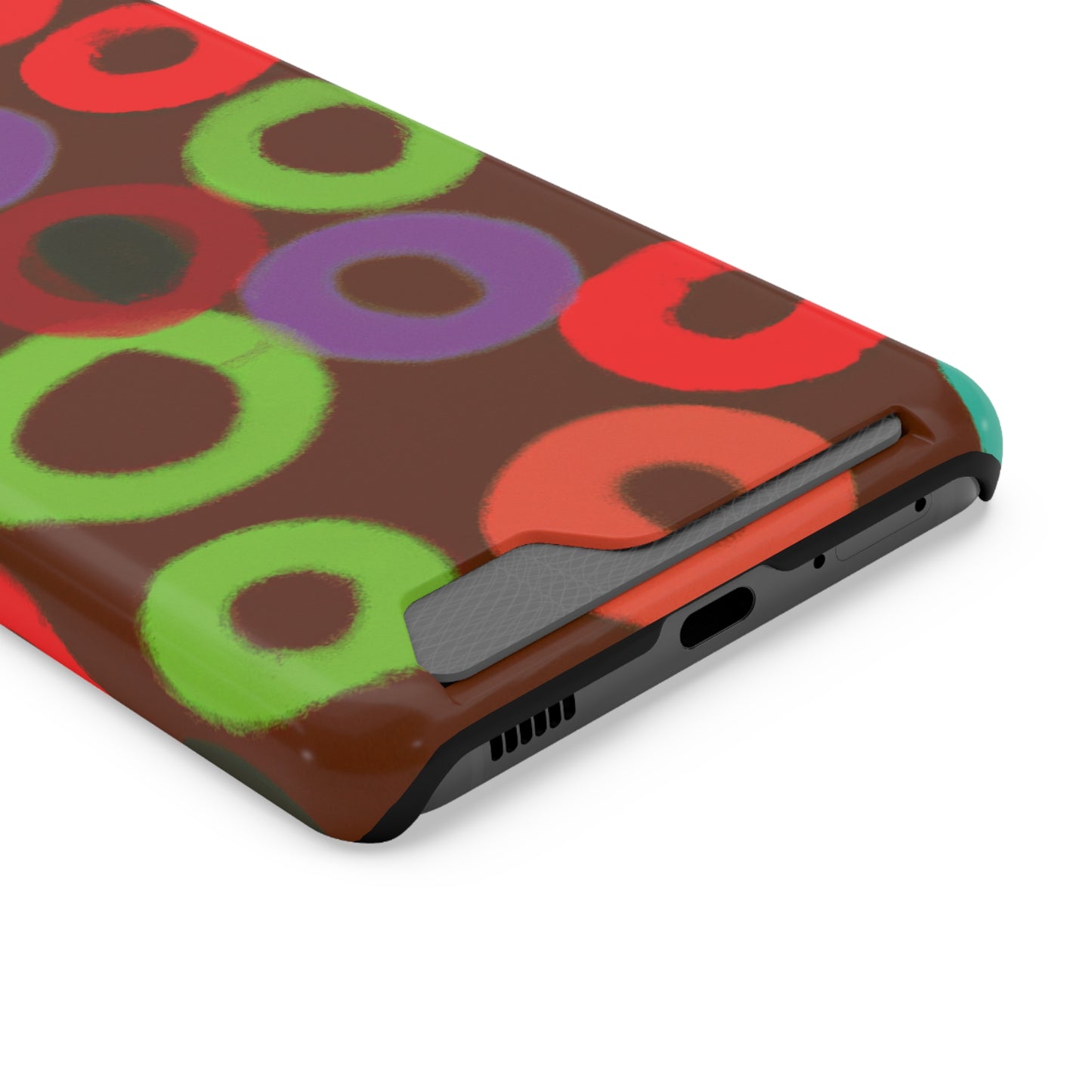 iPhone 13 and Samsung S21, S22 Cases with Card Holder Ft. Fruity Circles