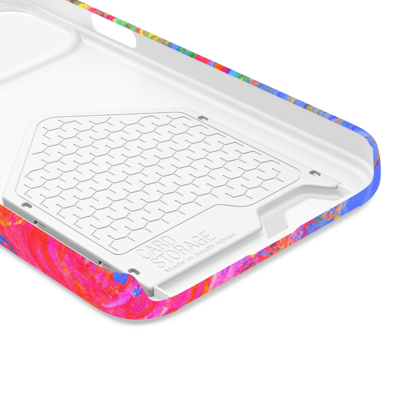 Abstract Sherbet: Phone case with card holder for iPhone 13 models and Samsung S21-S22 models