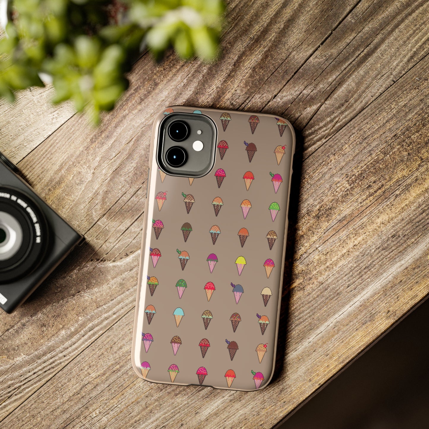 Tough Apple iPhone Case Ft. Pixel Ice Cream Cones