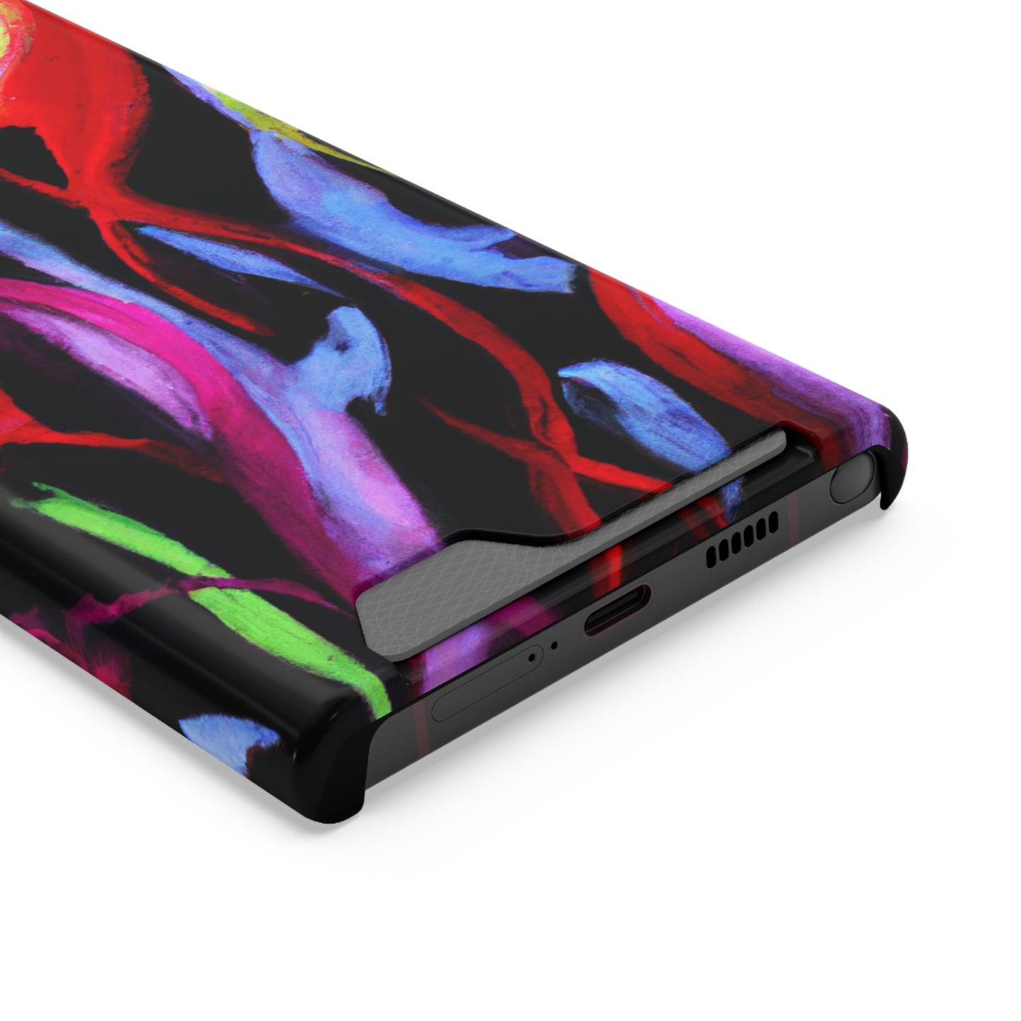 iPhone 13 and Samsung S21, S22 Cases with Card Holder Ft. Abstract Tulips