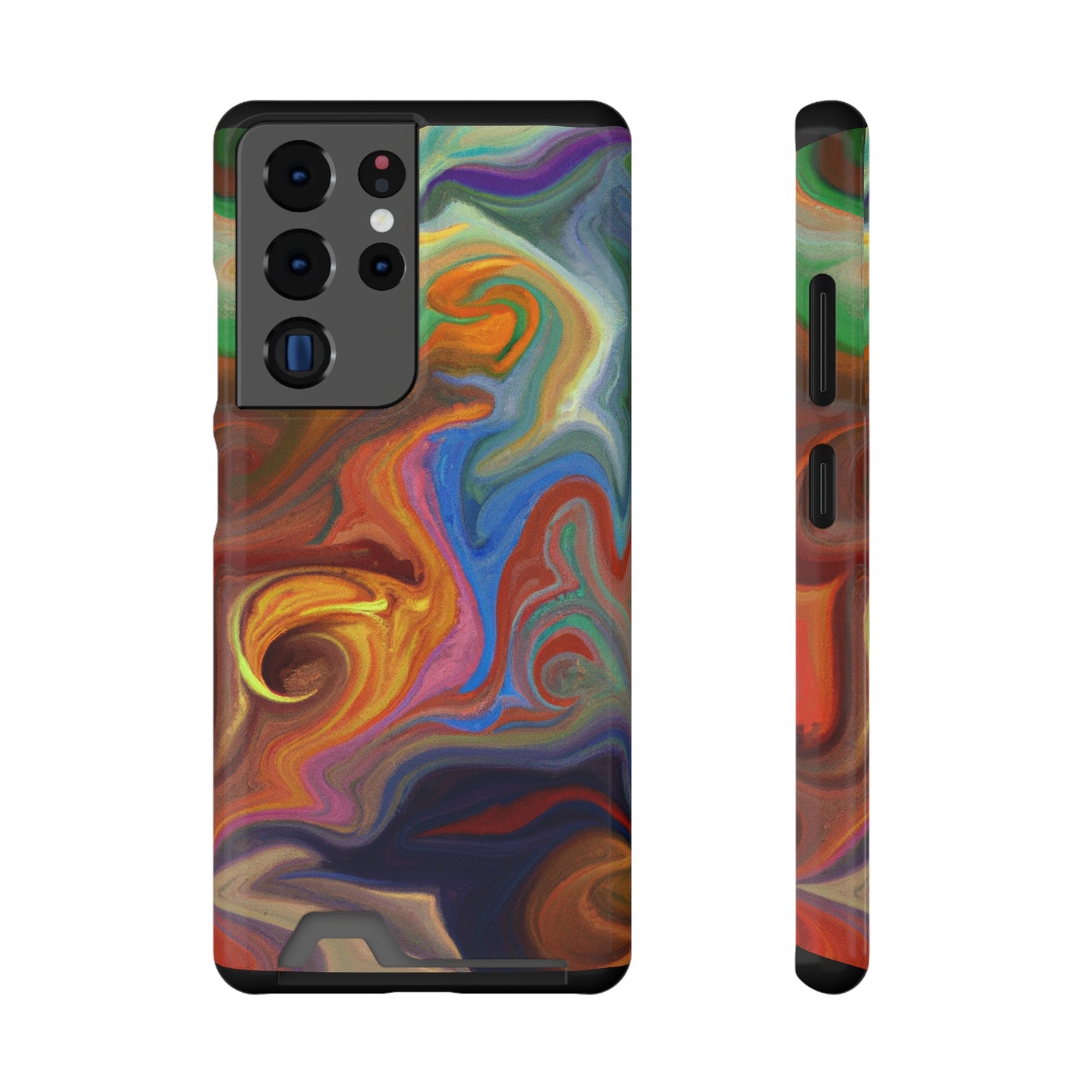 iPhone or Samsung Case with Card Holder Ft. Fractured Waves