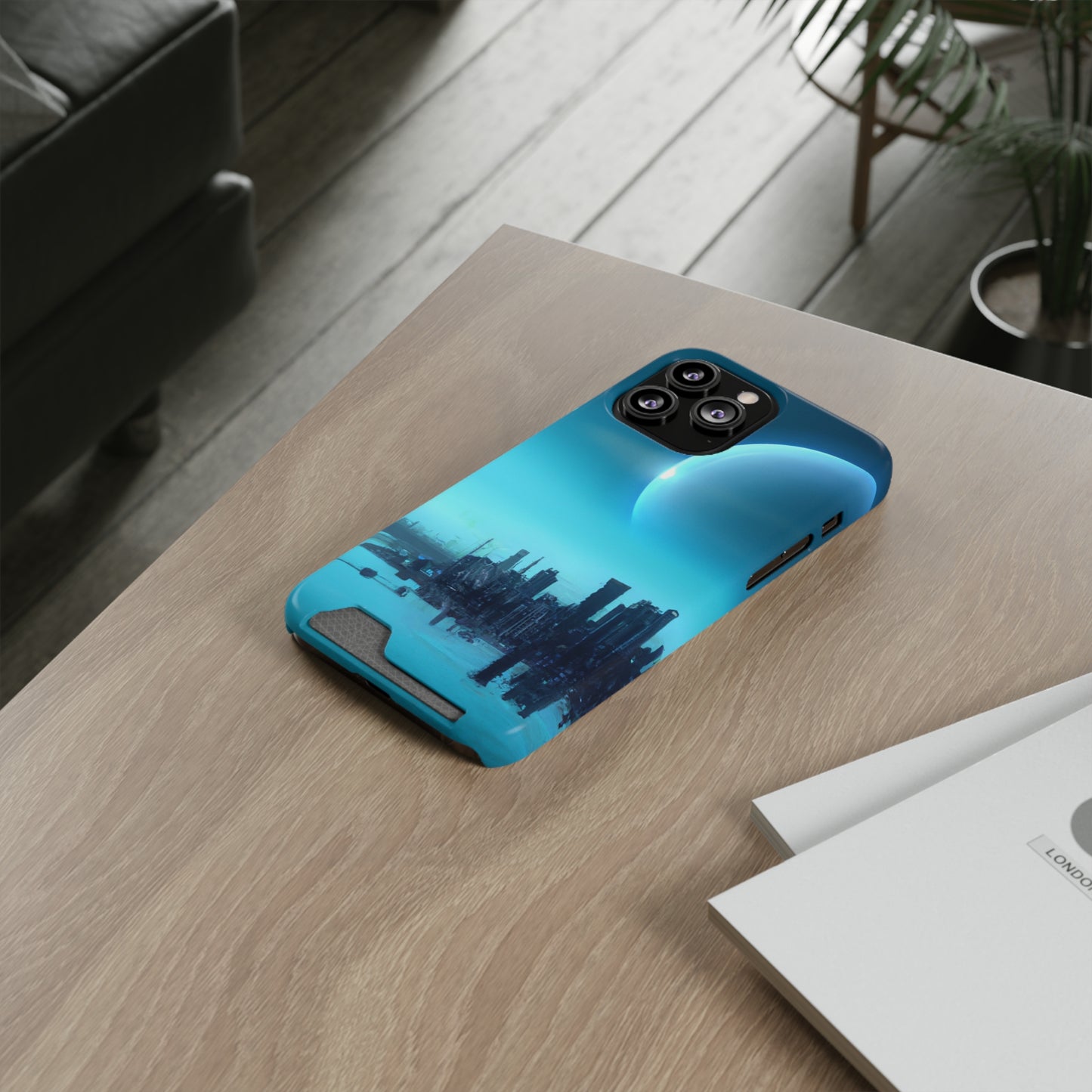 iPhone 13 and Samsung S21, S22 Cases with Card Holder Ft. Alien City