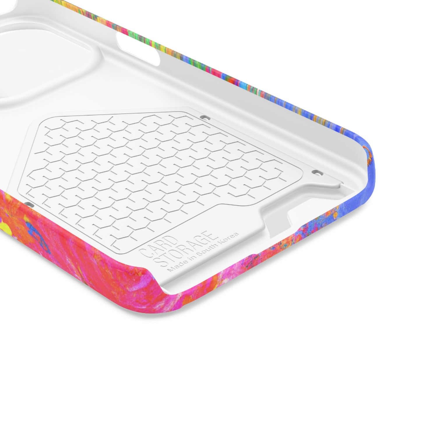 Abstract Sherbet: Phone case with card holder for iPhone 13 models and Samsung S21-S22 models