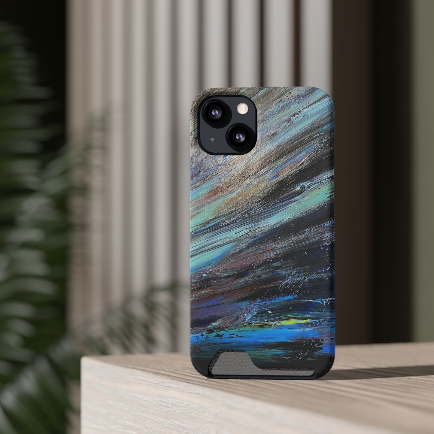 iPhone 13 and Samsung S21, S22 Cases with Card Holder Ft. Abstract Neptune