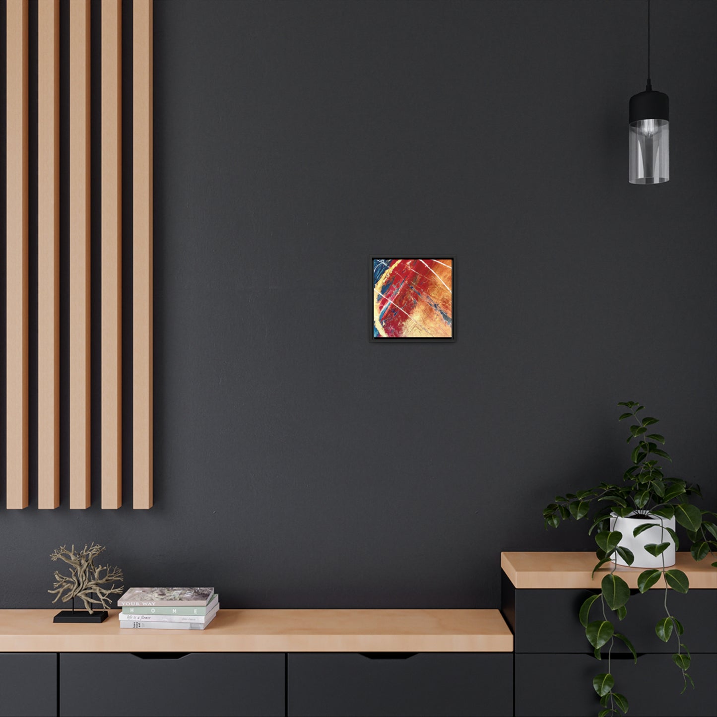 10x10 Abstract Framed Canvas, Fire and Ice