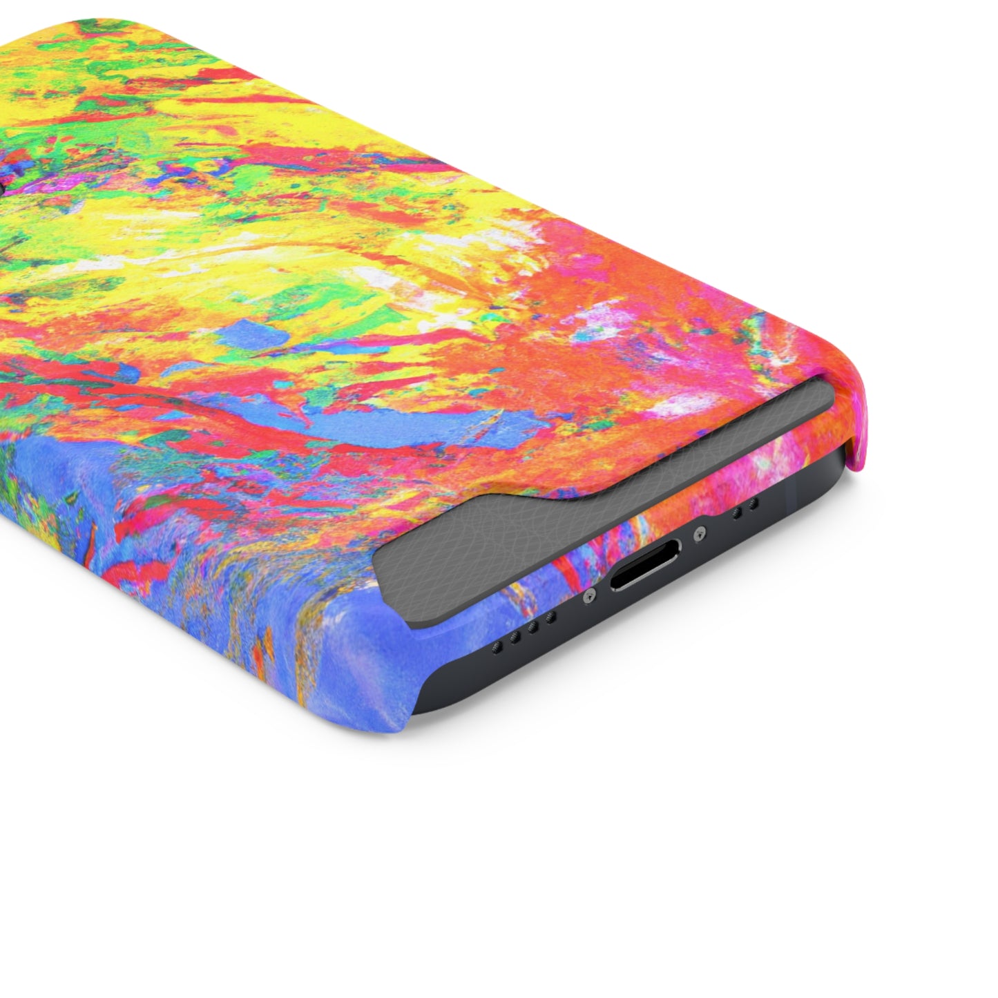 Abstract Sherbet: Phone case with card holder for iPhone 13 models and Samsung S21-S22 models