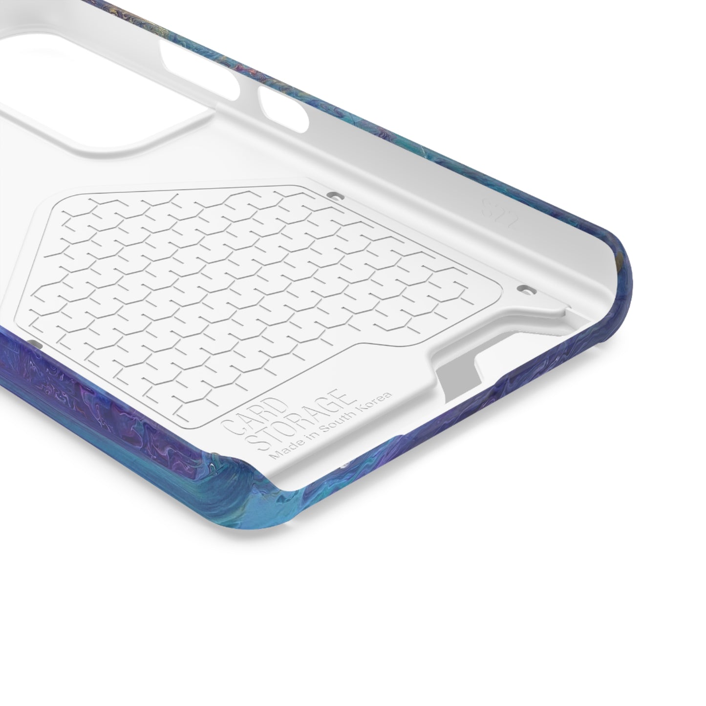 iPhone 13 and Samsung S21, S22 Cases with Card Holder Ft. Abstract Blue Waterfall