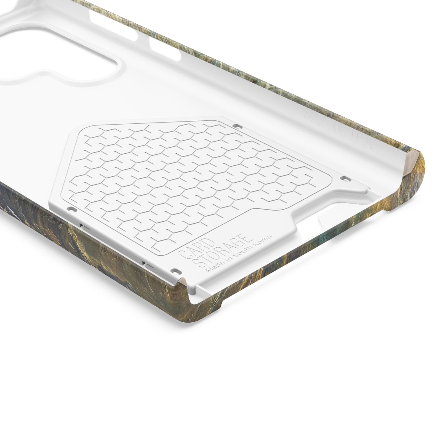 iPhone 13 and Samsung S21, S22 Cases with Card Holder Ft. Abstract Acrylic Gold Waterfall