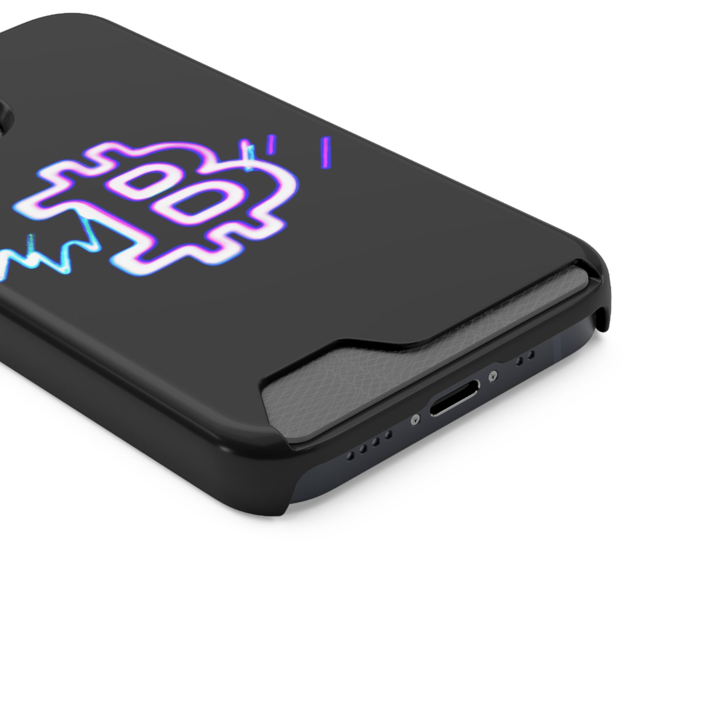 iPhone 13 and Samsung S21, S22 Cases with Card Holder Ft. Synthwave Bitcoin Symbol