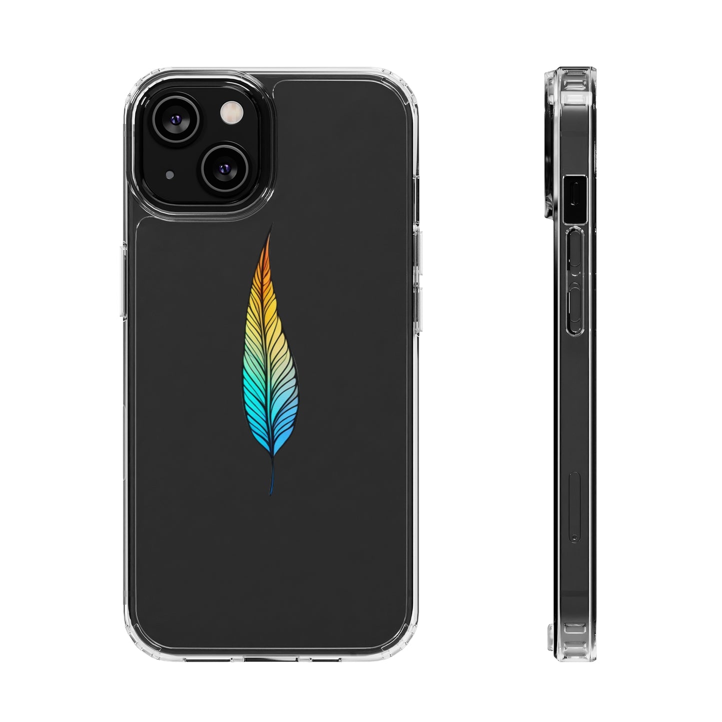 Clear Hard Plastic Phone Case for iPhone 1-14 and Samsung S21-S22 Ft. Single Feather