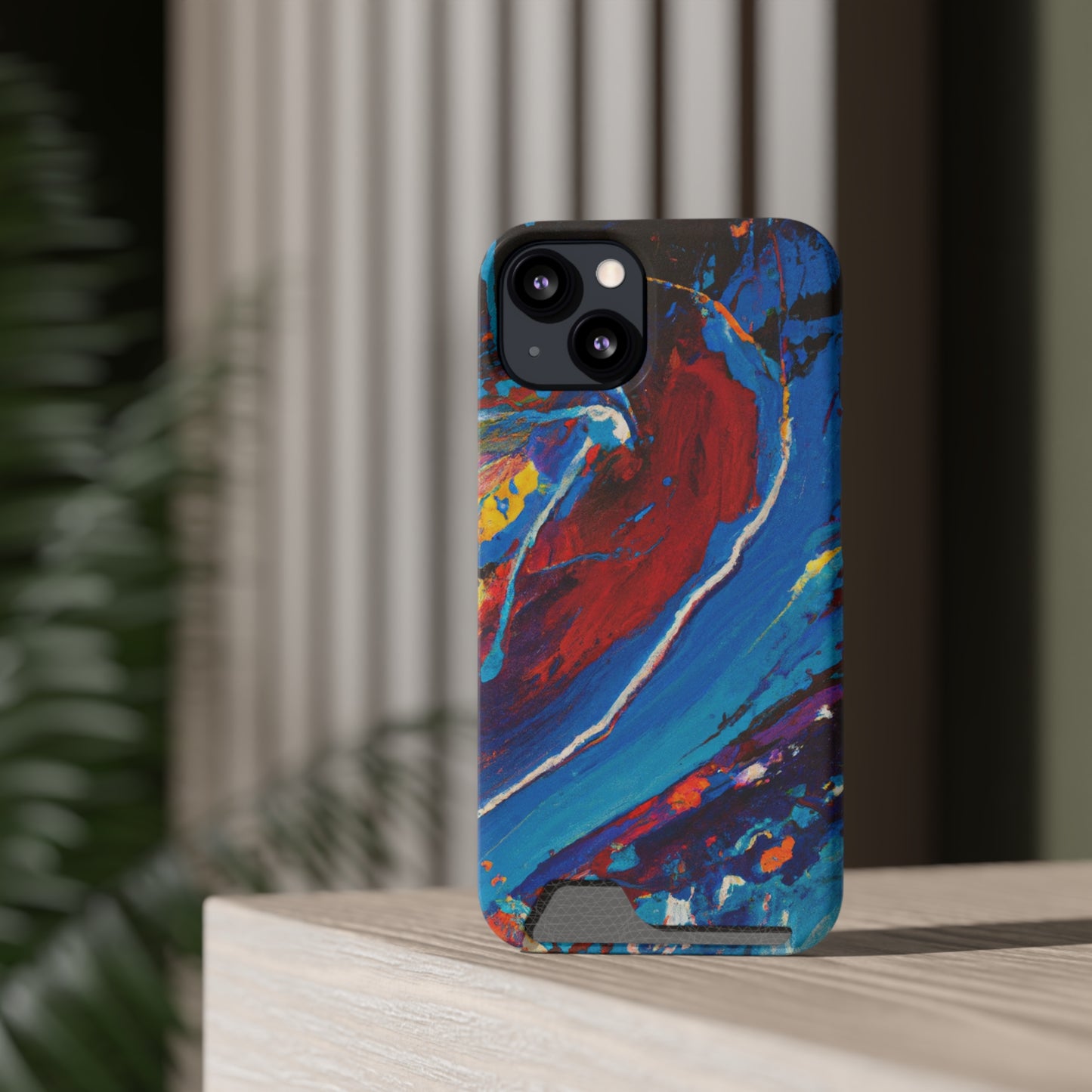 iPhone 13 and Samsung S21, S22 Cases with Card Holder Ft. Abstract Wave